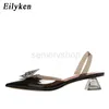 Eilyeken Storlek 34-45 Summer Butterfly-Knot Kvinnor Pumpar Fashion Strange Style Tranaparent Kvinna Hälskor Wedding Sandals Frljkpotykjhh