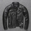 Vintage jaune marron véritable peau de vache véritable veste en cuir hommes moto manteau hommes Biker vêtements printemps automne asiatique taille 6XL 220816