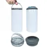 4 in1 16oz Sublimation Can Cooler Tumbler With Carring Handle Lids Double Wall Stainless Steel Insulated Coolers Two Lid and Straws For Slim & Standard Cans Beer Bottle