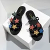 Pantofole Crystal Pentagram Designer Brand Donna Sandali Outdoor Beach Flat Antiscivolo Donna Slides Fashion Sexy Summer New Shoes 220518