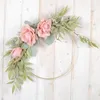 Couronnes de fleurs décoratives Cilected Floral Hoop Guirlande Décor de mariage Guirlande de roses artificielles Anneau en métal Décoration de ferme 11.8InchesDec