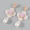 Dangle & Chandelier Fashion Metal Imitation Pearl Resin Flower Earrings Women's Retro Party AccessoriesDangle Kirs22