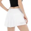 Lu Skirt Short New Through High Waist Women Yoga Shorts Solid Sports Gym Wear Breeches Leggings Elastic Fitness Lady Yoga dress