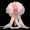 Bukiet kwiatów ślubnych dla niebiesko -białych akcesoriów ślubnych ręcznie robione sztuczne kwiaty róża Ramos de noviawedding