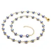 Classic Design Stainless Steel Chain Round Multicolor Evil Eye Necklace Bracelet Fashion Women Jewelry