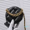 Mini sac à gâteau rond pour femme noir classique diamant matelassé en cuir porter du matériel doré chaîne fermeture éclair conception bandoulière sac à bandoulière luxe 888