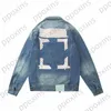 Modeontwerper herenjack gewassen denim Europees modemerk beschadigde witte bedrukte winterjacks mannen windbreakers jas