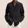Camisas casuales para hombres de algodón lino elegante camisa tops otoño químico streetwear blusa lavable para escolares