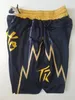 2022 Time Baseketball Shorts City Black Gold TR Running Roupas Esportivas Com Zíper Bolsos Tamanho S-XXL Mix Match Ordem Alta Qualidade