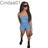 Tute sexy da donna Designer Wrap Chest Wear Tute in corda Lavaggio elastico Pagliaccetti in denim New Summer Onesies S-XXL