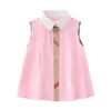 Schöne Baby Mädchen Kariertes Hemd Kleider Sommer Kinder Ärmellose Weste Kleid Baumwolle Kinder Umlegekragen Röcke Mädchen Kleid Kinderkleidung 1-6 Jahre