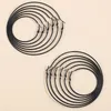 Black Color Round Big Hoop Earrings for Women Fashion Geometric Circle Oversize 50mm-100mm Thin Metal Earrings Jewelry Gift
