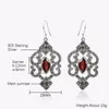 Earrings for Women Vintage 925 Silver Garnet Lantern-shaped Dangle With Marcasite Elegant Eardrop