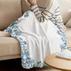 Blankets Blue Watercolor Flower Throw Blanket For Sofa Soft And Comfortable Flannel Children Gift Travel CampingBlankets