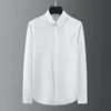 Herren lässige Hemden 2022 Hochwertiges Strasshemd Herren Langarm Streetwear Slim White Kleid Männer Kleidung Soziales Chemi307h