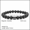 Beaded Strands Bracelets Jewelry 8Mm Lava Stone Beads Hematite Bracelet Diy Aromatherapy Essential Oil Diffuser For Women Men Drop Delivery