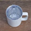 Magazzino locale Tazza da caffè a sublimazione in bianco da 10 once Tazza con manico Tazza da sublimazione bianca Bicchieri da viaggio in acciaio inossidabile con coperchi Z11