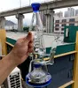 16 pouces bleu verre bong narguilé recycleur d'eau arbre bras perc fumer tuyaux avec joint femelle 14mm