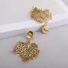 Baumeln Kronleuchter Luxus Gold Farbe Korallen Blätter Perle Ohrringe Große Übertreibung Böhmen Frauen Lange Boho BijouxDangle Kronleuchter