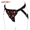 SMSPADE séduction noir avec dentelle rouge Strapon godes harnais Couples lesbiens produits sexy jeu pour adultes jouet articles de beauté