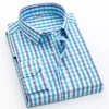 Cotton Plaid Shirt Mäns Långärmad Non-Iron Höst Business Casual Professional Formal XS-5XL 220401