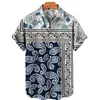 メンズ服3Dハワイアンシャツの男性ファッションカシューフラワーフラワープリントシャツ男性用シングルブレストシャツトップ220527