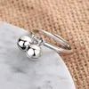 Cluster Rings Exquisite 925 Sterling Silver Ring Girl Fashion Jewelry Adjustable Cute Two Bells For Women Party AccessoriesCluster Wynn22