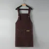 Women's kitchen canvas apron coffee shop waiter household baking accessories solid color sleeveless apron 70*70CM GCB15115