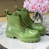 الدانتيل لأعلى خطوة أحذية الكاحل للنساء رجالي أعلى جودة ارتداء المقاومة Rainboots مصمم فاخر منخفض الكعب سميك أحذية شتوية النساء