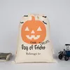 Nuovo sacchetto di caramelle di Halloween, sacco regalo, dolcetto o dolcetto, borse grandi in tela stampata con zucca, borsa con coulisse per feste di Natale di Halloween