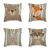 Almofada/travesseiro decorativo Tribo Woodland Animal urso estampar linho de linho Caixa decorativa para sofá de cadeira Decoração de casa Almofadas 45x45