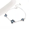 Braccialetti con ciondoli Bracciale a farfalla blu Braccialetti Cristalli da -Elementi Gioielli a catena a mano color argento per le donne Regali per festeCharm Inte22