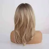 Женские волосы Синтетические парики Easihair для Ombre Brown Blonde с челкой на термостойком косплея теплостойкость средней длины 0527