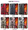Étuis de béquille intégrés hybrides antichocs pour iPhone 13 Pro Max 14 12 11 XR XS X 8 7 PLUS 6S Camouflage Camo Stand Armor Housses de téléphone