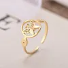 Bella farfalla anello regolabile titanio acciaio oro argento colore anelli dito gioielli fidanzamento regali di nozze per le donne