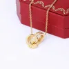 2022 Classic Love Necklaces Double ring pendant Diamond Necklace Fashion womens gold silver torque with red box