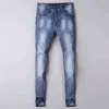 Märke chao jeans män koreansk version elastisk smal passform liten fötter bomullsblå vår och sommar tunn