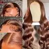 Brown Wigs Transparent Lace Front Human Hair Wigs Black/Blonde/Burgundy/Blue Colored Body Wavy Synthetic Wig For Women