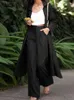 Zanzea moda uzun kollu gömlek 2 adet takım elbise sonbahar eşleşen katı gevşek pantolon setleri gündelik geniş bacak pantolonları büyük boy 220707