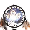 Indian Wolf Dream Catcher med bruna fjädrar Dreamcatcher pärla vackert hem hängande dekoration mode handgjorda prydnadsgåva 220707