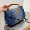 Designer Loulou Puffer Washed Denim Crossbody Bag Luxurys Designers Bags Paris Brand Fashion Women V Thread Canvas Messenger Handbag Woman