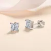 Stud Trendy 1,2-2ct D Color Square Moissanite Diamond Brincos Jóias femininas 100% prata esterlina 925 com Gra GiftStud