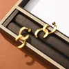 Tide Brand Stud Ins Hip-Hop Kardashian Ken Bean Cross Chain Earrings Plated 18k Gold Fashion All-Match High-End Gift Jewelry