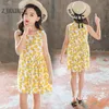 Robes de fille été 2022 coréen fille fille robe sans manches enfants enfants vêtements rose jaune vert décontracté enfant mignon a-ligne