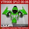 Kit Bodys per Honda Vtr1000 RTV1000 RC51 2000-2006 Bodywork 123No.23 SP1 SP2 VTR 1000 00 01 02 03 04 05 06 06 04 04 05 06 VTR-1000 2000 2001 2002 2003 2004 2005 Carening Green stock