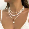 Collier avec pendentif en perles baroques Vintage pour femmes, accessoires de cou, chaîne de perles de mariée, bijoux de mariage