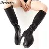 Sorbern Customized Knee High Boots Kvinnor Snake Skriv ut Kändis inspirerade Boot Women Plus Size Round Toe