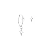 Stud 925 Stamp Star Boucles d'oreilles asymétriques Femme Design coréen Cercle Boucles d'oreilles à quatre pointesStud