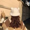 베레모 베레트 베어 이어 볼 모자 패션 가을 가을 겨울 모피 버킷 플러시 어부 캡 부드러운 따뜻한 두꺼운 분지 모자 보호 모자 모자 모자