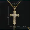 Pendant Necklaces Pendants Jewelry New Retro Chram Cross With Diamond Women Mens Hip Hop Necklace Long Cuban Chain Sier And Gold Colors Dr